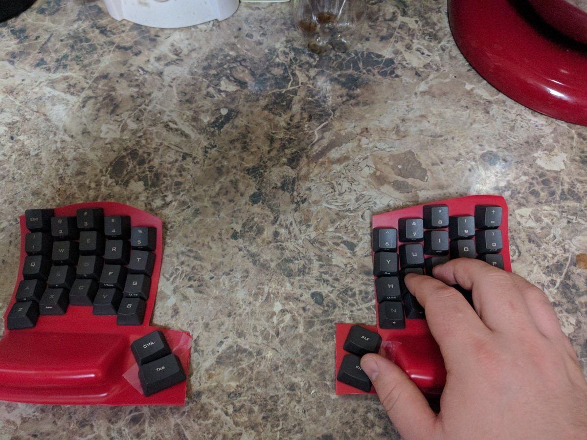 keyboard mock-up done with coffee can parts